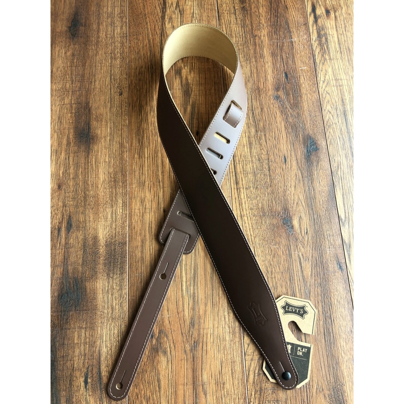 levy-s-dm17-brn-2-5-adjustable-leather-guitar-bass-strap-black Levy's DM17-BRN 2.5" Adjustable Leather Guitar & Bass Strap Black
