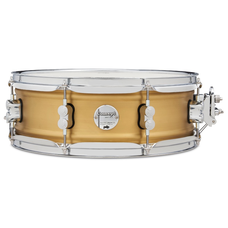 pdp-concept-series-snare-drum-5-x-14-aluminum-snare-drum-natural-satin-brushed-brass-w-chrome-hardware PDP Concept Series Snare Drum 5" x 14" Aluminum Snare Drum - Natural Satin Brushed Brass w/ Chrome Hardware