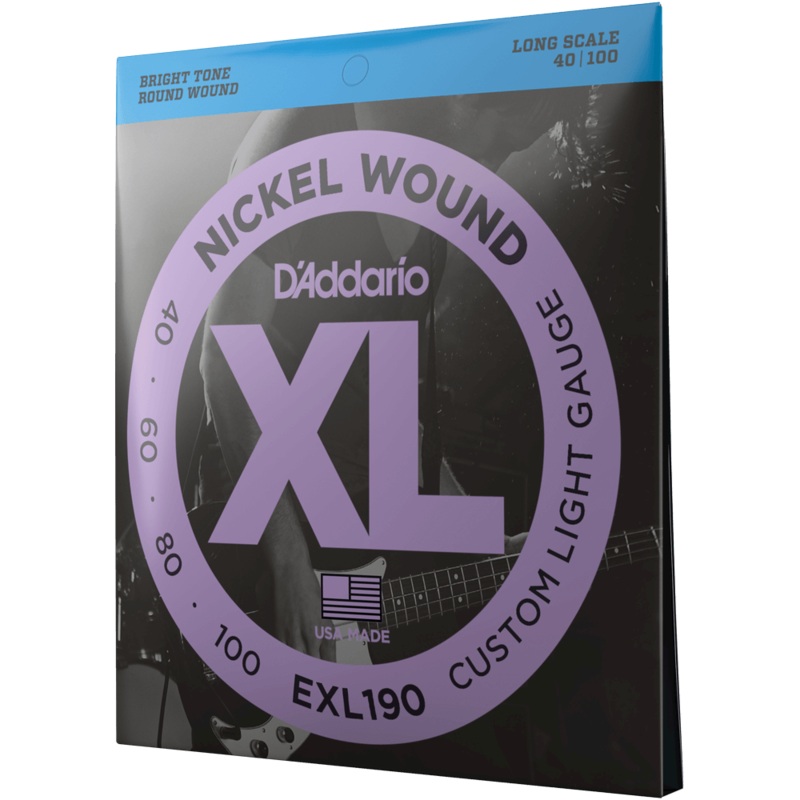 d-addario-exl190-custom-light-nickel-wound-bass-strings-40-100 D'Addario EXL190 Custom Light, Nickel Wound Bass Strings, 40-100