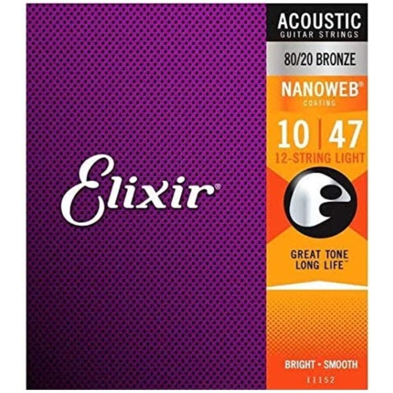 elixir-11152-nano-web-10-47-light-12-string-acoustic-guitar-strings Elixir #11152 - Nano Web - 10-47 Light - 12-String Acoustic Guitar Strings