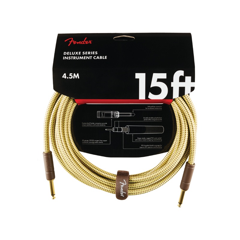 fender-deluxe-series-tweed-instrument-cable-straight-straight-15-foot Fender Deluxe Series Tweed Instrument Cable, Straight/Straight, 15 Foot