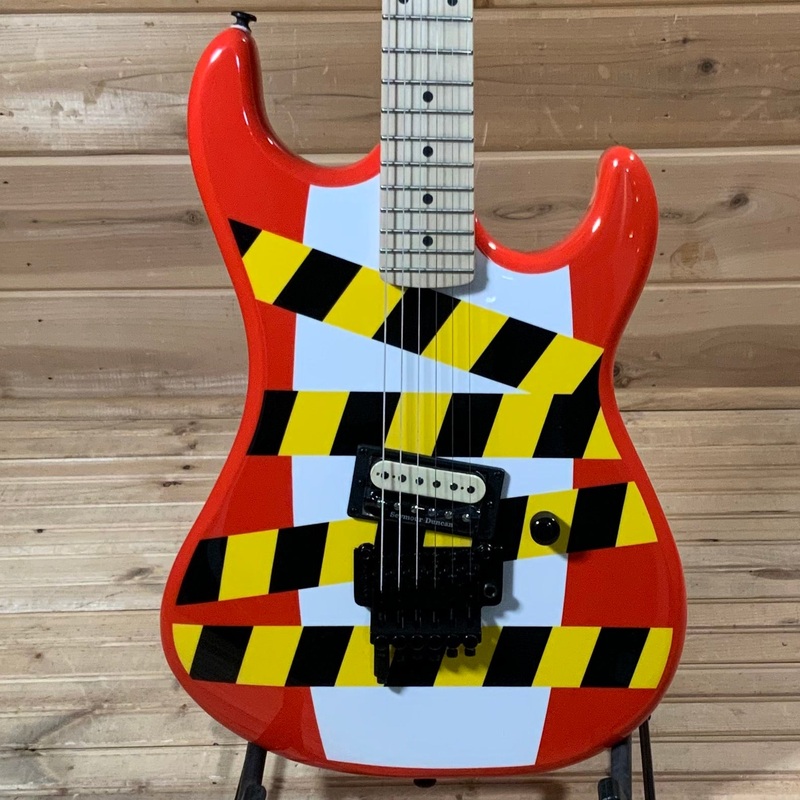 kramer-baretta-custom-graphics-danger-zone-electric-guitar-warning-tape-on-white-red Kramer Baretta Custom Graphics Danger Zone Electric Guitar - Warning Tape on White Red