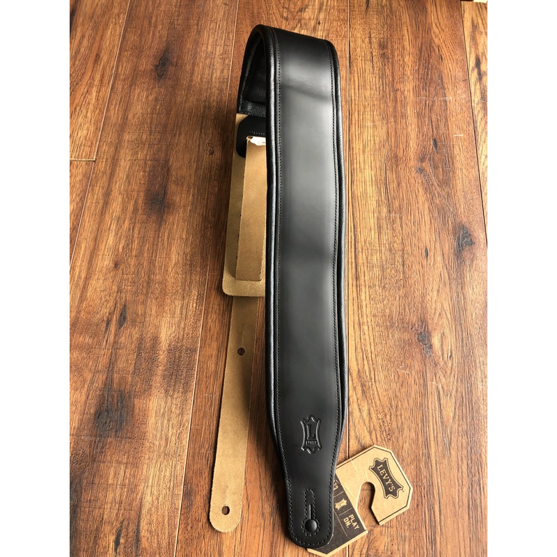 levy-s-m26pd-blk-3-adjustable-top-grain-leather-guitar-bass-strap-black Levy's M26PD-BLK 3" Adjustable Top Grain Leather Guitar & Bass Strap Black