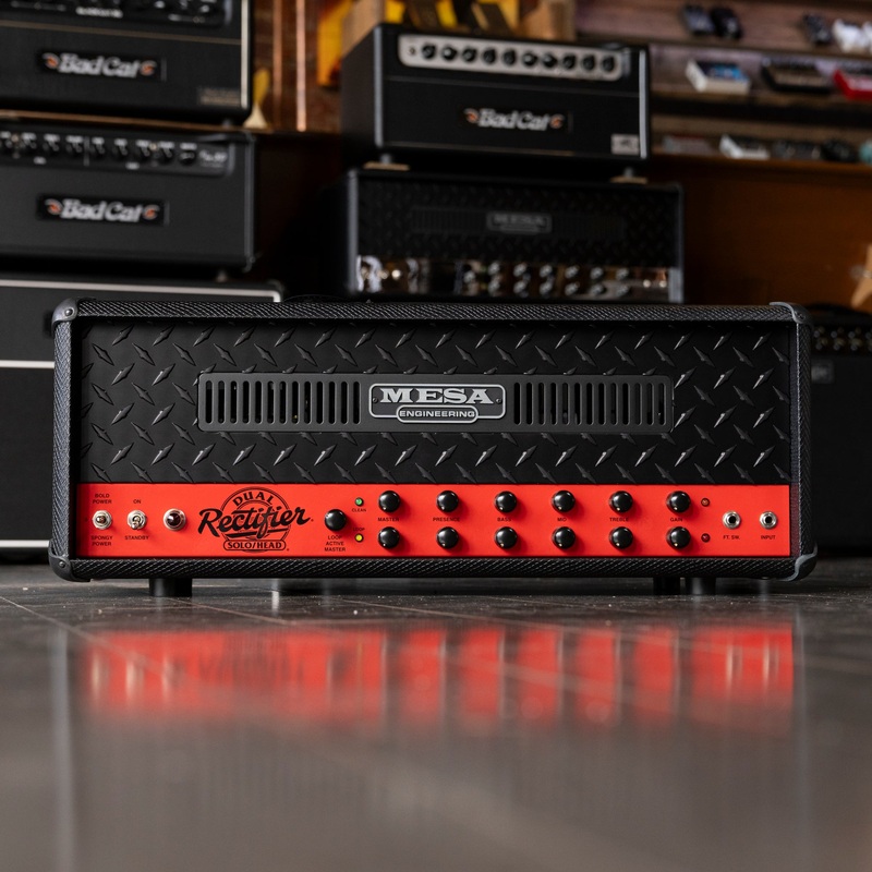 mesa-boogie-limited-run-90s-dual-rectifier-head-amplifier-black-snake-vinyl-rosso-scuderia-red-chassis Mesa Boogie Limited Run 90s Dual Rectifier Head Amplifier - Black Snake Vinyl, Rosso Scuderia Red Chassis