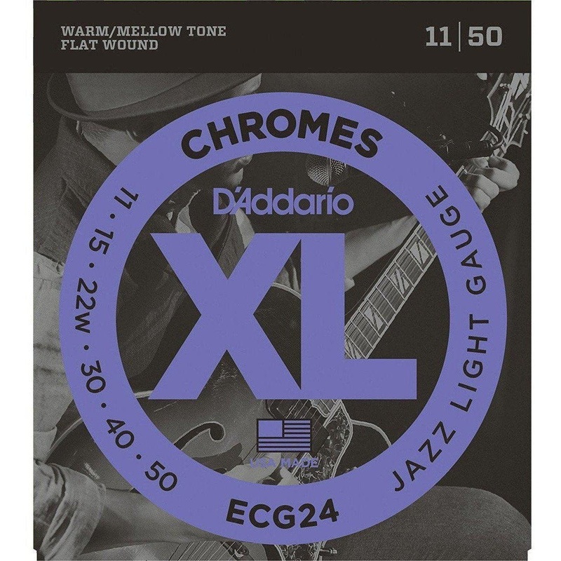 d-addario-ecg24-chromes-flat-wound-jazz-light-11-50 D'Addario ECG24 Chromes Flat Wound, Jazz Light, 11-50