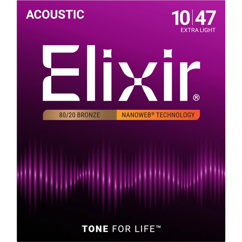 elixir-80-20-bronze-nanoweb-coated-acoustic-guitar-strings-extra-light-10-47 Elixir 80/20 Bronze Nanoweb Coated Acoustic Guitar Strings Extra Light (10 - 47)