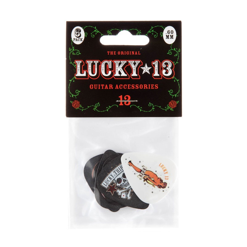 dunlop-lucky-13-assortment-1-60mm-guitar-pick-player-s-pack-06-pack-l13bp060 DUNLOP LUCKY 13 ASSORTMENT 1 - .60mm GUITAR PICK PLAYER'S PACK 06-PACK - L13BP060