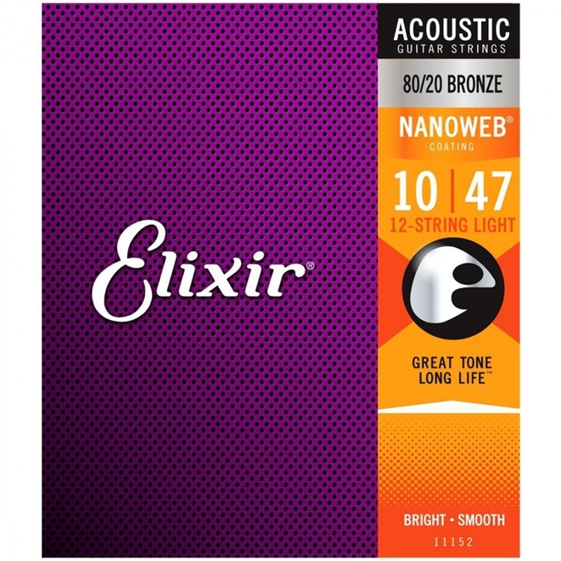 elixir-80-20-bronze-nanoweb-coated-12-string-acoustic-guitar-strings-light-10-47 Elixir 80/20 Bronze Nanoweb Coated 12 String Acoustic Guitar Strings Light (10 - 47)