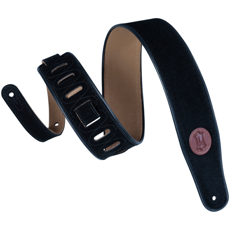levy-s-mss3-blk-2-1-2-black-suede-guitar-strap-with-decorative-piping-design Levy's MSS3-BLK 2 1/2" Black Suede Guitar Strap With Decorative Piping Design