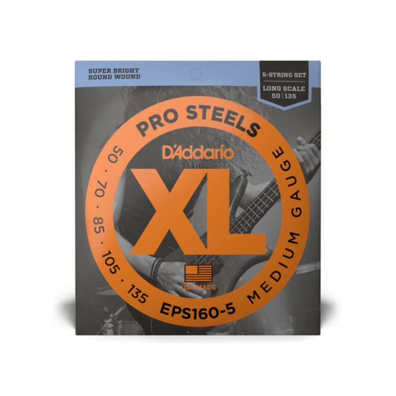 d-addario-prosteels-stainless-steel-bass-string-set-long-scale-5-string-50-135-medium-eps160-5 D'Addario ProSteels Stainless Steel Bass String Set Long Scale - 5-String 50-135 Medium EPS160-5