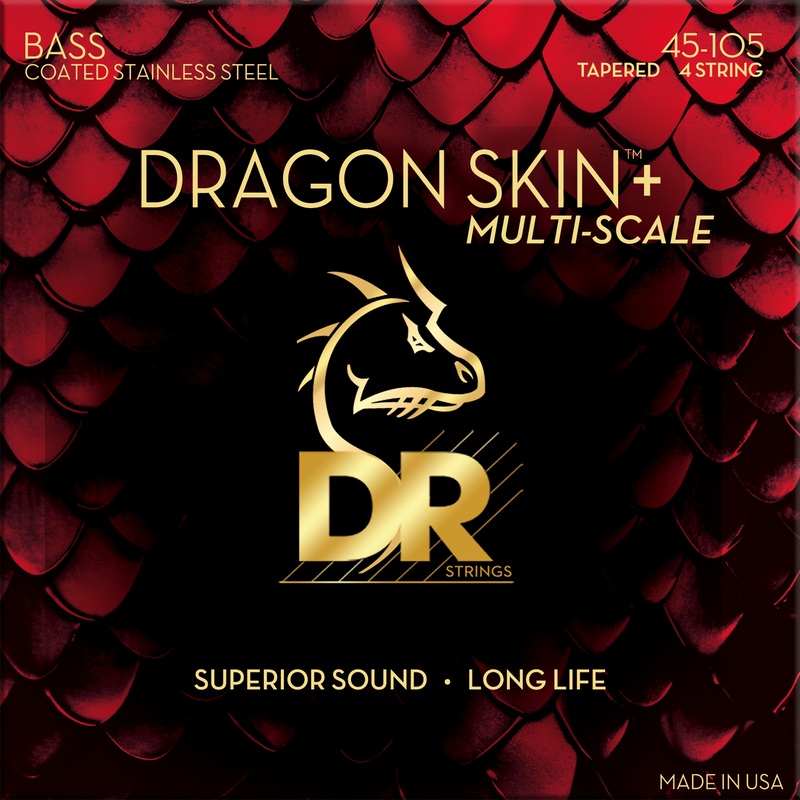 dr-dragon-skin-stainless-steel-electric-bass-strings-multi-scale-set-4-string-45-105-dbsm-45 DR Dragon Skin+ Stainless Steel Electric Bass Strings Multi-Scale Set - 4-String 45-105 DBSM-45