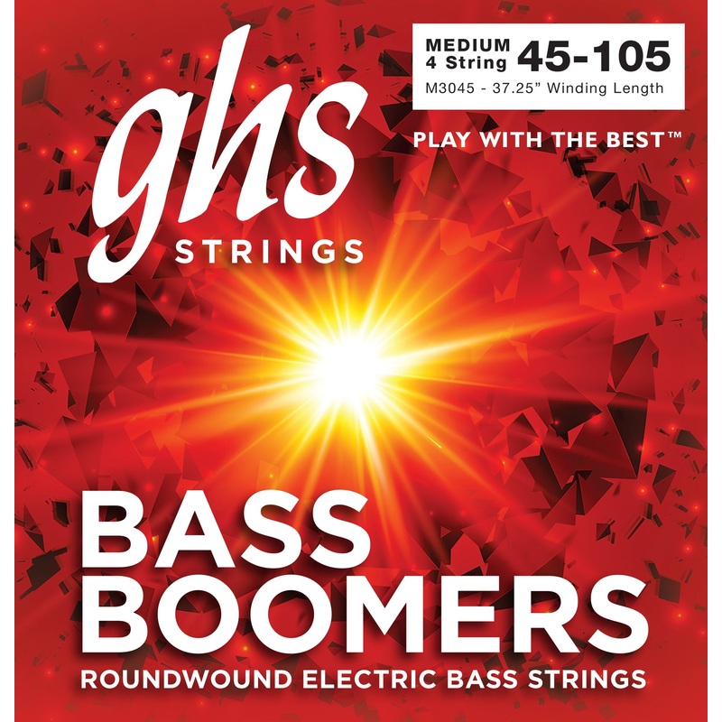 ghs-bass-boomers-nickel-wound-bass-string-set-long-scale-4-string-45-105-medium-m3045 GHS Bass Boomers Nickel Wound Bass String Set Long Scale - 4-String 45-105 Medium M3045