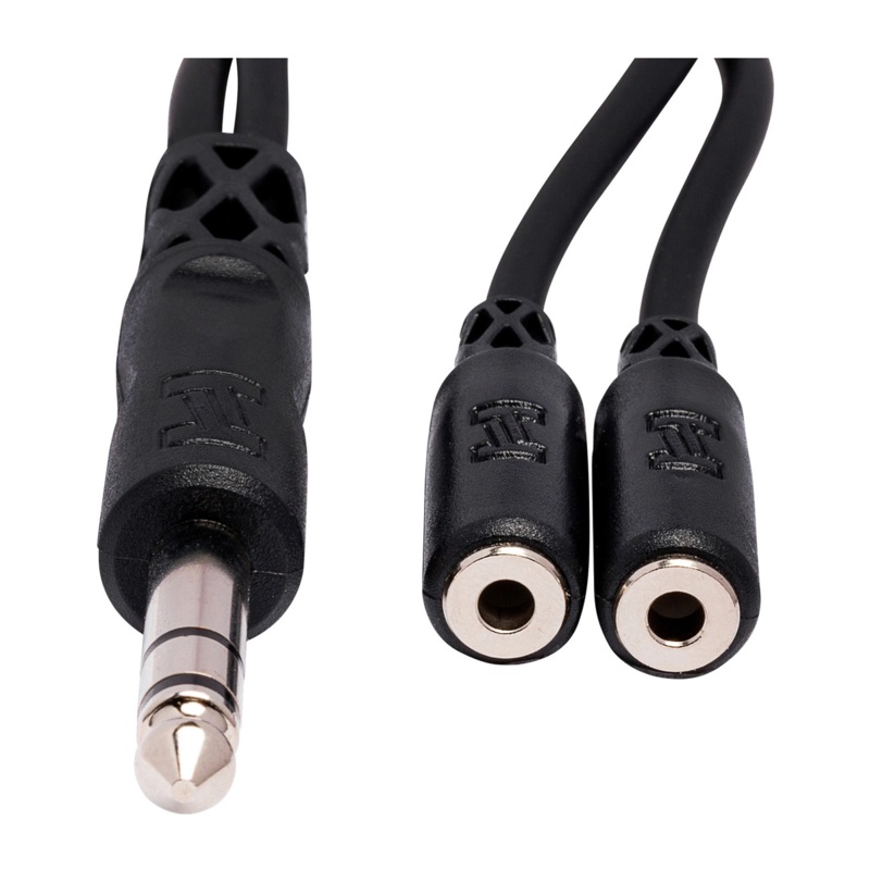 hosa-ymp-234-1-4-inch-6-trs-male-to-dual-1-8-trs-female-y-cable Hosa YMP-234 1/4 Inch 6" TRS Male To Dual 1/8" TRS Female Y Cable