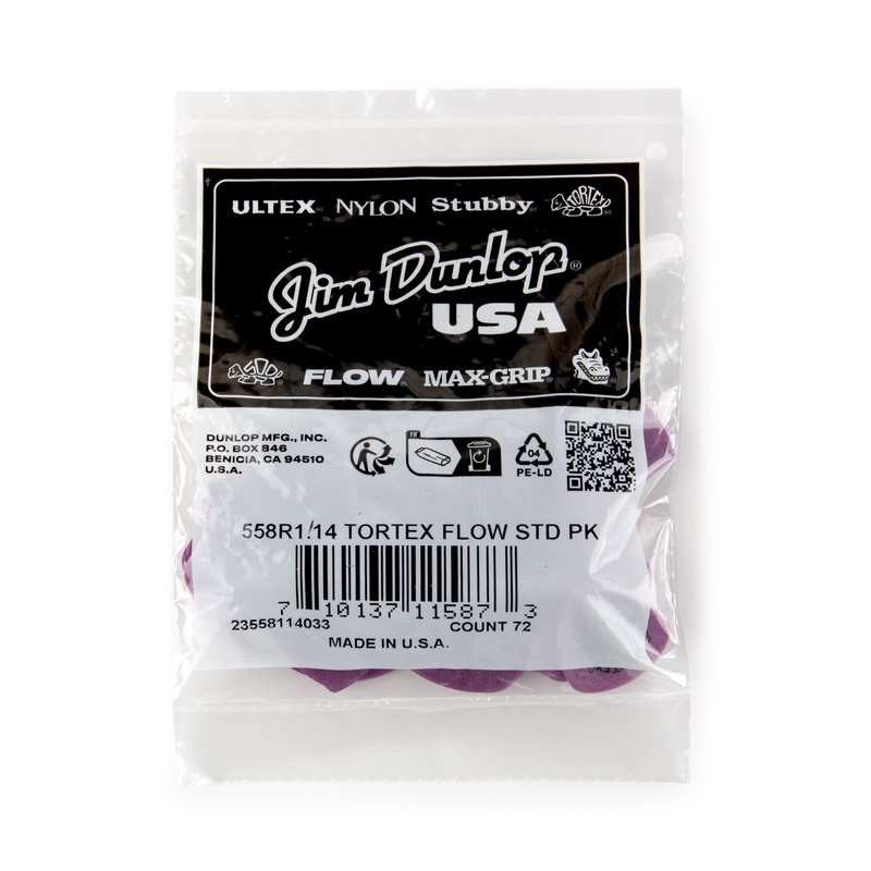 dunlop-tortex-1-14mm-flow-guitar-pick-refill-bag-72-pack-558r114 DUNLOP TORTEX 1.14mm FLOW GUITAR PICK REFILL BAG 72-PACK - 558R114