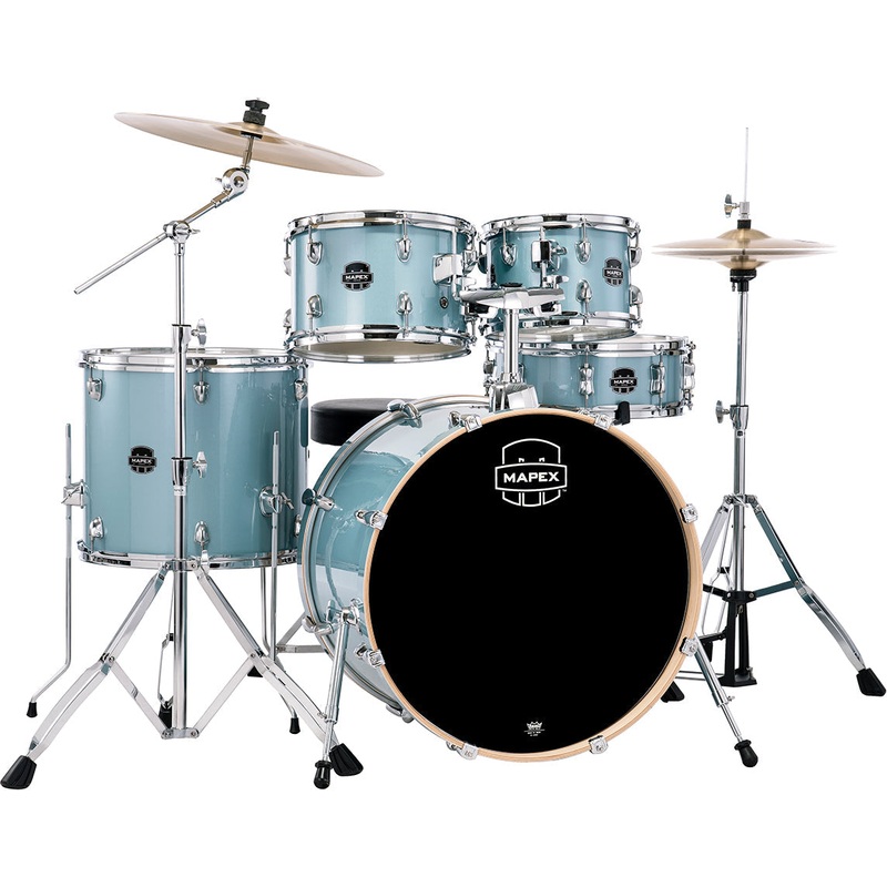 mapex-venus-5-piece-rock-drum-set-aqua-blue-sparkle Mapex Venus 5-Piece Rock Drum Set, Aqua Blue Sparkle