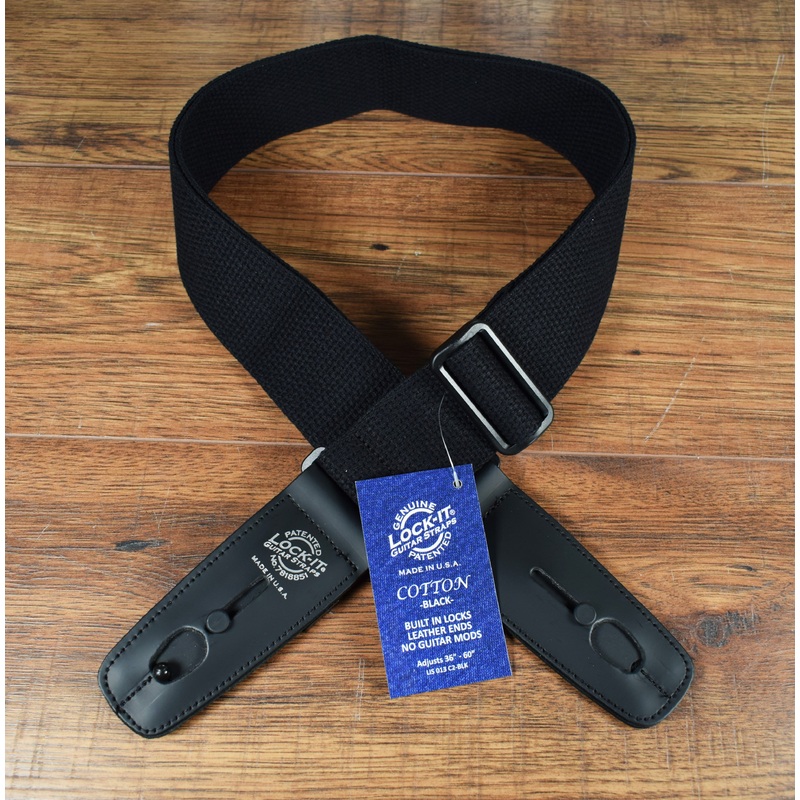 lock-it-straps-cotton-series-2-black-cotton-guitar-bass-strap-013-c2-blk LOCK-IT Straps Cotton Series 2" Black Cotton Guitar Bass Strap 013 C2-BLK