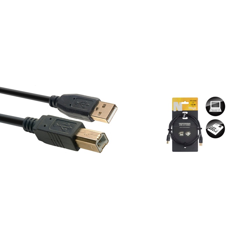 stagg-1-5-m-5ft-usb-a-to-usb-b-cable-ncc1-5uaub Stagg 1.5 m/5ft USB-A to USB-B Cable NCC1,5UAUB