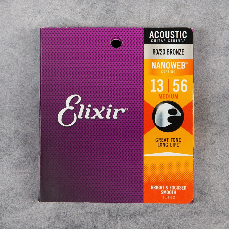 elixir-11102-nanoweb-coated-80-20-bronze-acoustic-guitar-strings-medium-13-56 Elixir 11102 NanoWeb Coated 80/20 Bronze Acoustic Guitar Strings, Medium, 13-56