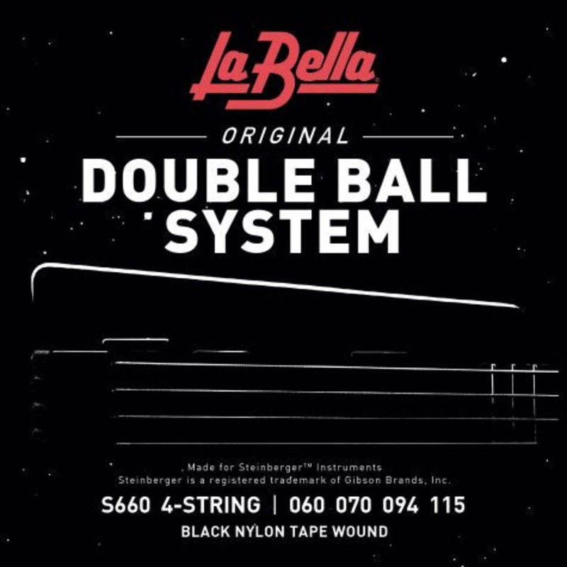 la-bella-double-ball-end-black-nylon-tapewound-bass-4-string-set-60-115-s660 La Bella Double Ball End Black Nylon Tapewound Bass 4-String Set 60-115 - S660