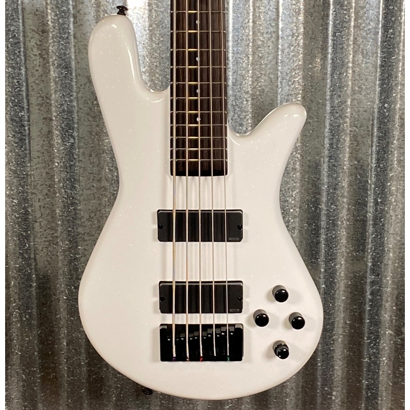 spector-ns-ethos-5-string-bass-white-sparkle-gloss-nsethos5wh-bag-1165 Spector NS Ethos 5 String Bass White Sparkle Gloss NSETHOS5WH & Bag #1165