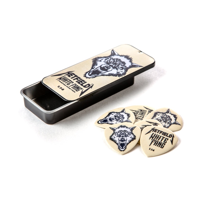 dunlop-hetfield-s-white-fang-1-14mm-pick-tin-guitar-pick-refill-box-ph122t114 DUNLOP HETFIELD'S WHITE FANG 1.14mm PICK TIN GUITAR PICK REFILL BOX - PH122T114