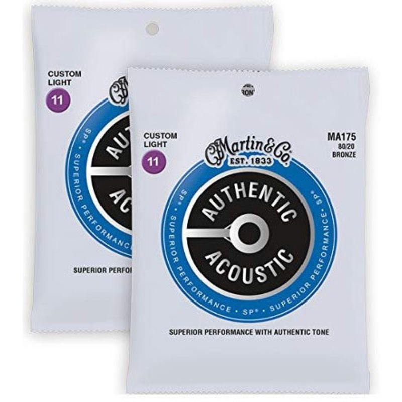 martin-2-pack-authentic-acoustic-superior-performance-80-20-bronze-guitar-strings-011-052-custom-light-ma175 Martin 2-pack Authentic Acoustic Superior Performance 80/20 Bronze Guitar Strings - .011-.052 Custom Light (MA175)