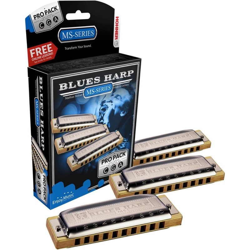 hohner-blues-harp-pro-pack-3-piece-harmonica-set-3p532bx Hohner Blues Harp Pro Pack 3-piece Harmonica Set (3P532BX)