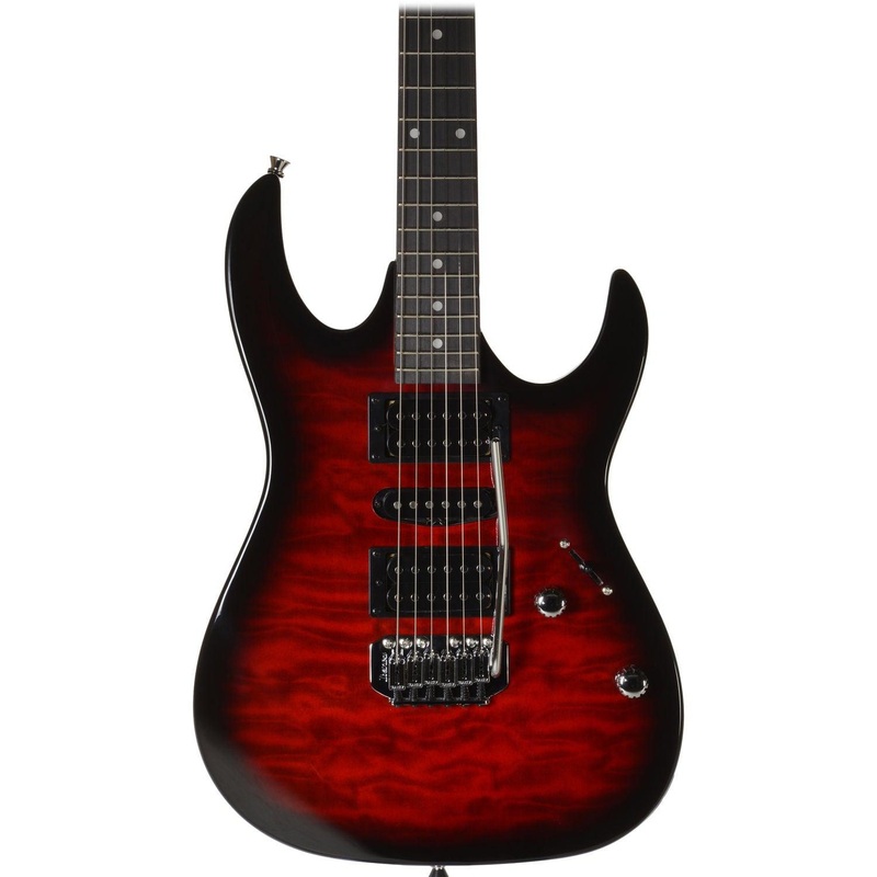 ibanez-grx70qa-rg-gio-series-electric-guitar-transparent-red-burst Ibanez GRX70QA RG GIO Series Electric Guitar, Transparent Red Burst