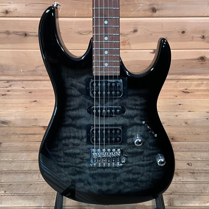 ibanez-grx70qatks-electric-guitar-transparent-black-sunburst Ibanez GRX70QATKS Electric Guitar - Transparent Black Sunburst
