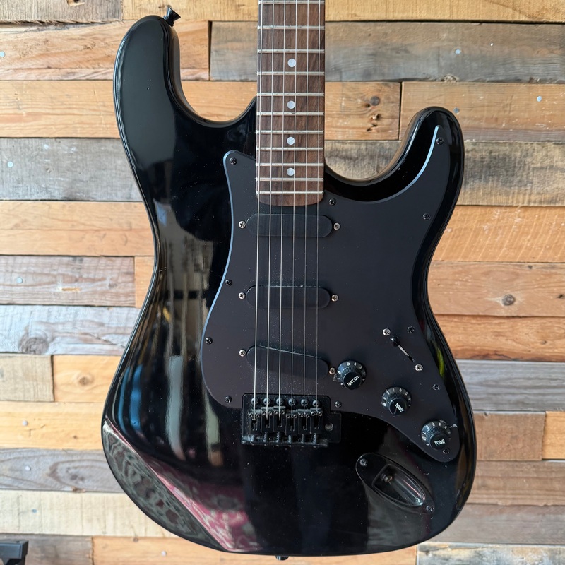 project-blacked-strat-electric-guitar-black-preowned Project Blacked Strat Electric Guitar - Black - Preowned