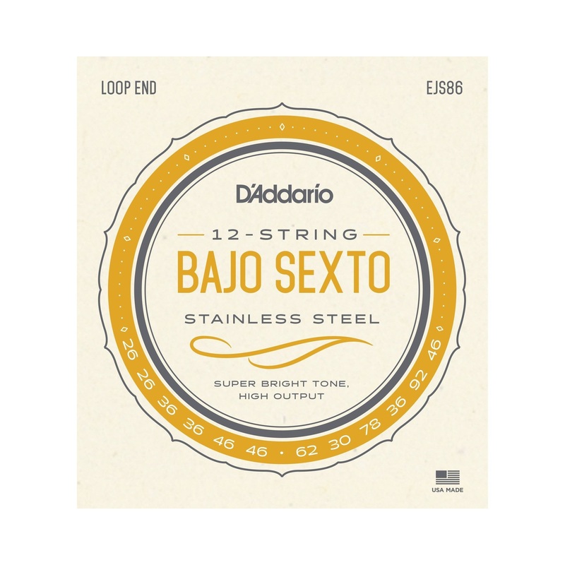 d-addario-ejs86-stainless-steel-12-string-bajo-sexto-strings D'Addario EJS86 Stainless Steel 12-String Bajo Sexto Strings