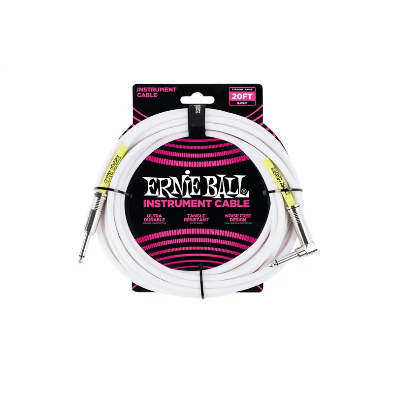 ernie-ball-20-foot-straight-straight-instrument-cable-white Ernie Ball 20 Foot Straight/Straight Instrument Cable - White