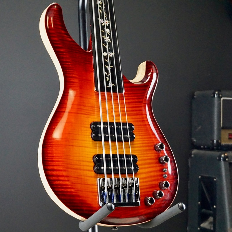 prs-nos-2017-namm-show-private-stock-gary-grainger-5-string-fretless-bass-dragons-breath-glow PRS NOS 2017 Namm Show Private Stock Gary Grainger 5 String Fretless Bass Dragons Breath Glow