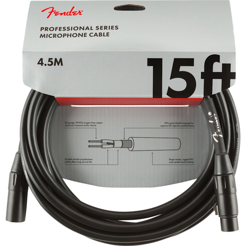 fender-15-professional-series-black-microphone-cable Fender 15' Professional Series Black Microphone Cable