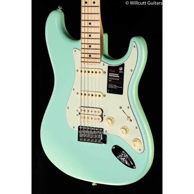 fender-american-performer-stratocaster-hss-maple-fingerboard-satin-surf-green-841 Fender American Performer Stratocaster HSS Maple Fingerboard Satin Surf Green (841)