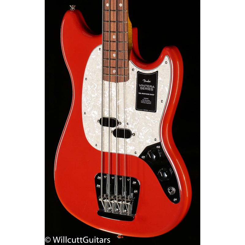 fender-vintera-60s-mustang-bass-pau-ferro-fingerboard-fiesta-red-357-bass-guitar Fender Vintera '60s Mustang Bass Pau Ferro Fingerboard Fiesta Red (357) Bass Guitar