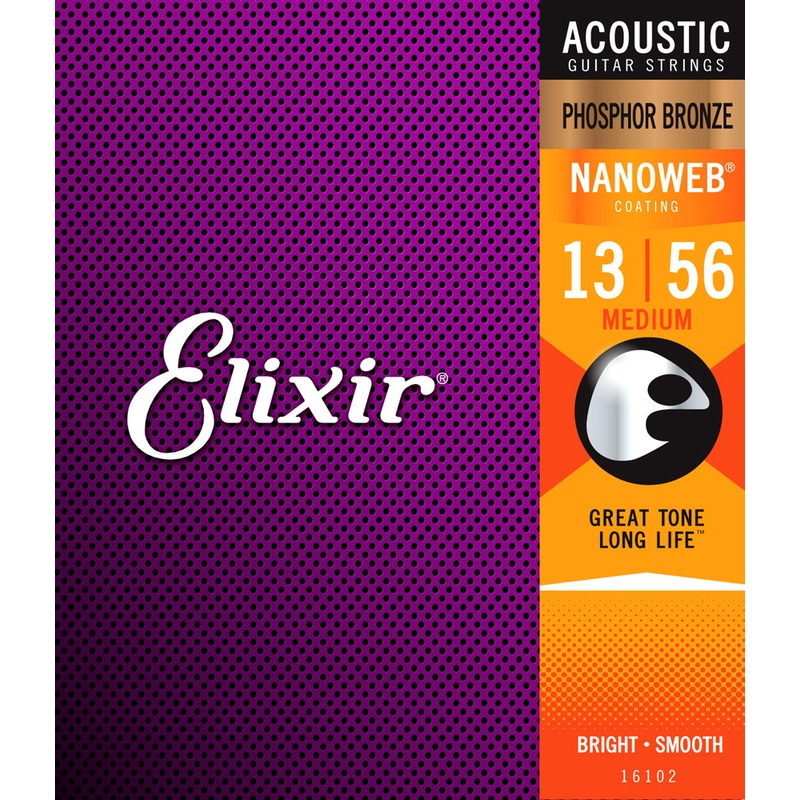elixir-16102-medium-013-056-phosphor-bronze-nanoweb-acoustic-guitar-strings Elixir 16102 Medium .013-.056 Phosphor Bronze Nanoweb Acoustic Guitar Strings