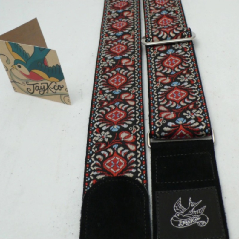 jaykco-guitar-straps-cv013-woven-red-flower-2-guitar-strap JayKco Guitar Straps CV013 Woven Red Flower 2" Guitar Strap