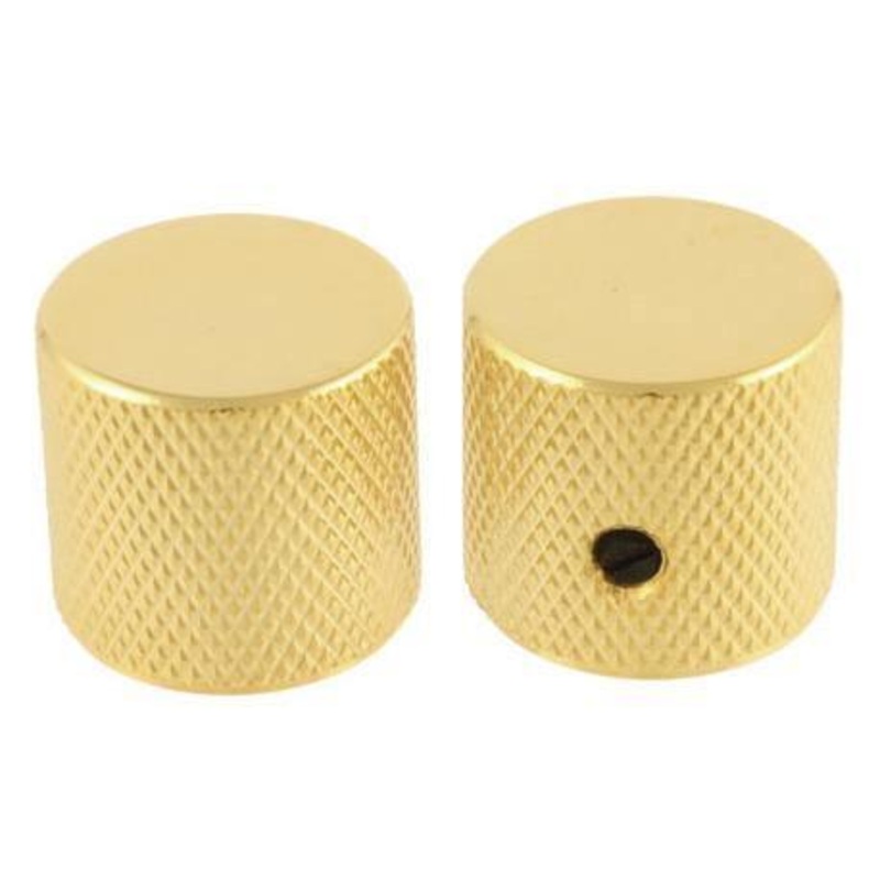 metal-flat-top-barrel-knurled-knobs-gold-2-pack-universal-guitar-knobs Metal Flat-Top Barrel Knurled Knobs - Gold - 2 Pack - Universal Guitar Knobs