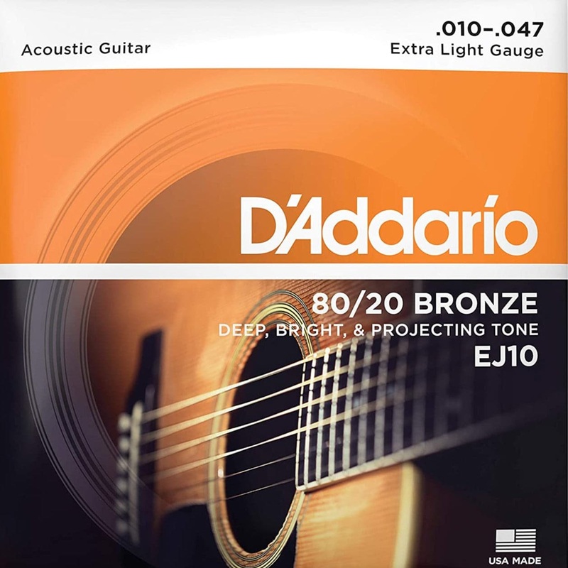 d-addario-ej10-80-20-bronze-acoustic-guitar-strings-extra-light-10-47 D'Addario EJ10 80/20 Bronze Acoustic Guitar Strings - Extra Light - 10-47