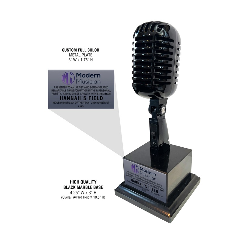 black-vintage-microphone-award-rockstar-real-retro-microphone-trophy-award-black-marble-base BLACK Vintage Microphone Award - Rockstar Real Retro Microphone Trophy Award - Black Marble Base