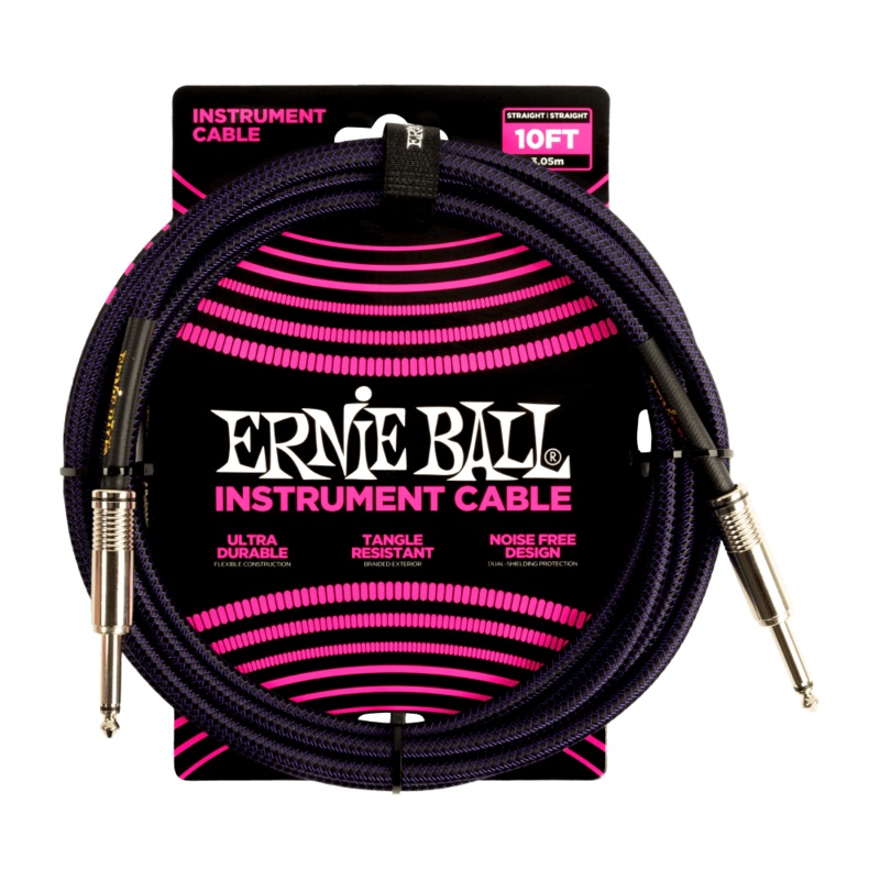 ernie-ball-p06393-purple-black-10-foot-braided-straight-instrument-cable Ernie Ball P06393 Purple/Black 10 foot Braided Straight Instrument Cable