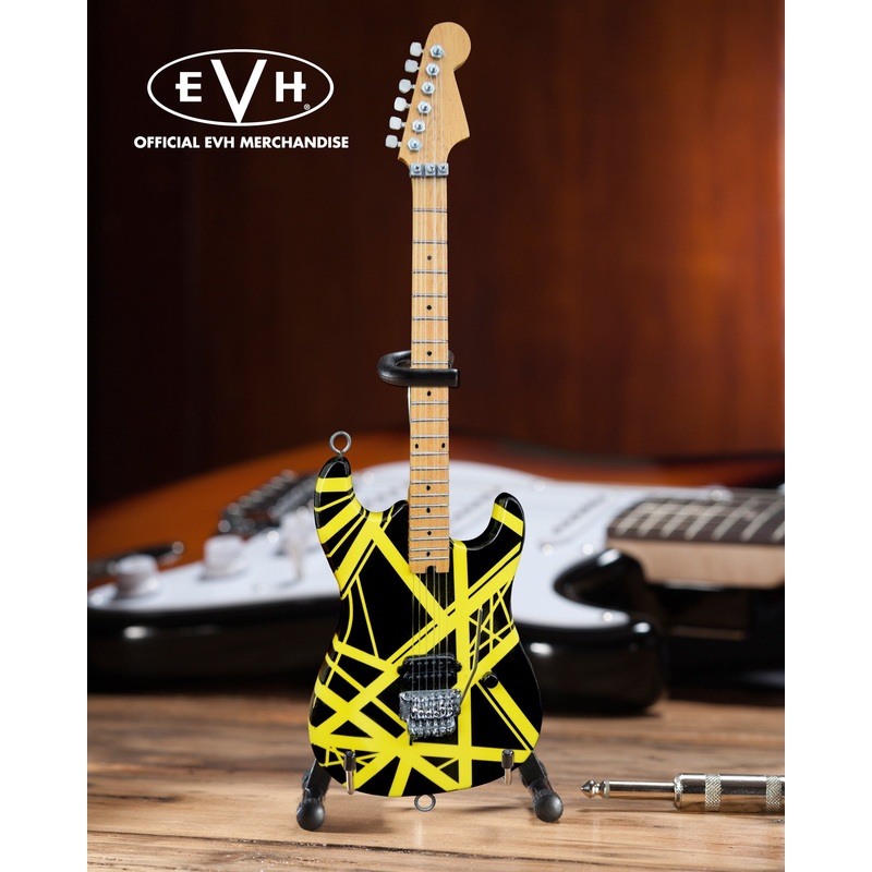 evh-black-yellow-vh2-bumblebee-eddie-van-halen-mini-guitar-replica-collectible-officially-licensed EVH Black & Yellow VH2 "Bumblebee" Eddie Van Halen Mini Guitar Replica Collectible - Officially Licensed