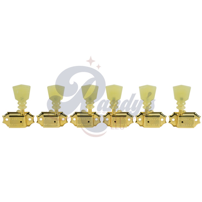 kluson-tuners-deluxe-series-w-double-ring-keystone-tulip-buttons-l3-r3-double-line-fits-gibson-closeout-gold Kluson Tuners (Deluxe Series) w/ Double RIng Keystone "Tulip" Buttons (L3+R3) Double-Line - Fits Gibson CLOSEOUT Gold