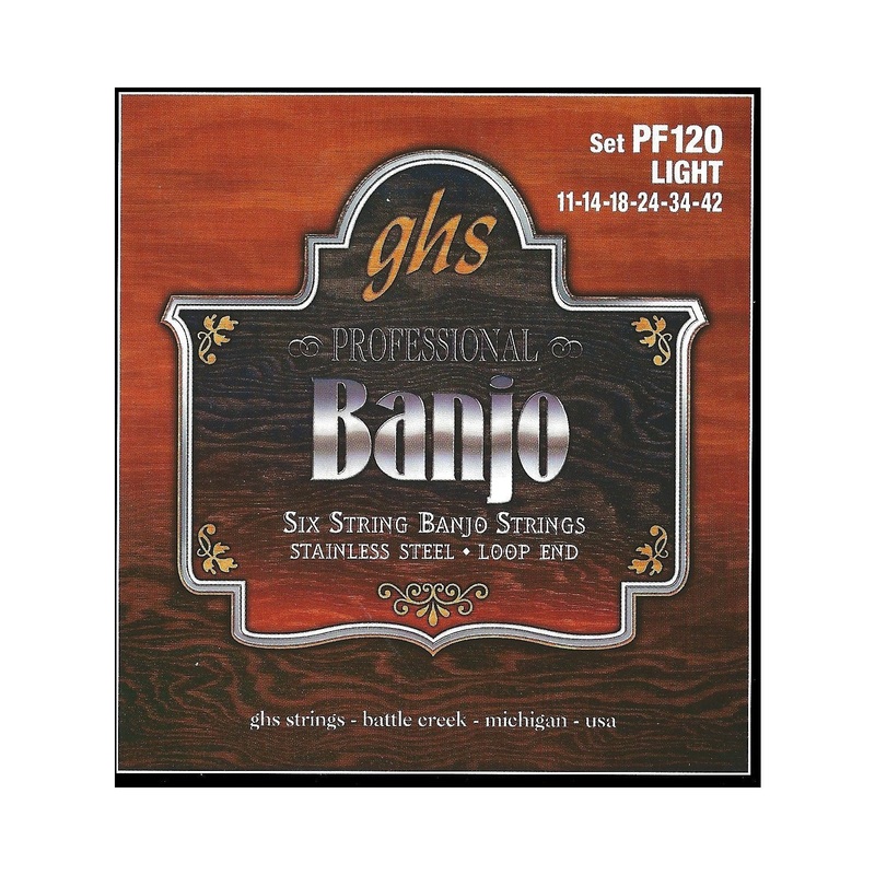 ghs-pf120-stainless-steel-loop-end-light-gauge-6-string-banjo-strings GHS PF120 Stainless Steel Loop End Light Gauge 6-String Banjo Strings