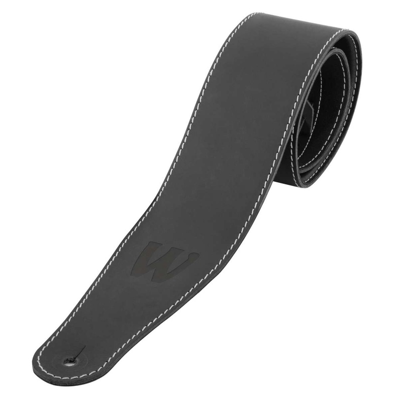 warwick-teambuilt-genuine-leather-bass-strap-black-blind-embossing Warwick Teambuilt Genuine Leather Bass Strap - Black, Blind Embossing