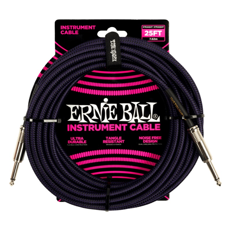 ernie-ball-p06397-purple-and-black-25-braided-straight-straight-instrument-cable Ernie Ball P06397 Purple and Black 25' Braided Straight/Straight Instrument Cable