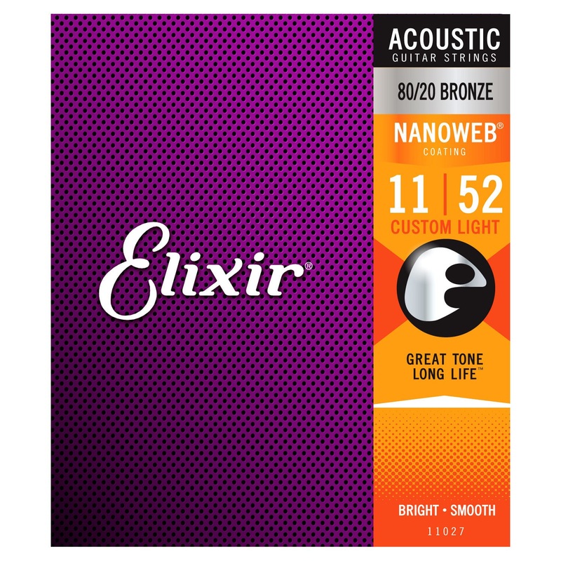 elixir-11027-80-20-bronze-acoustic-guitar-strings-with-nanoweb-custom-light-11-52 Elixir 11027 80/20 Bronze Acoustic Guitar Strings with NANOWEB. Custom Light 11-52