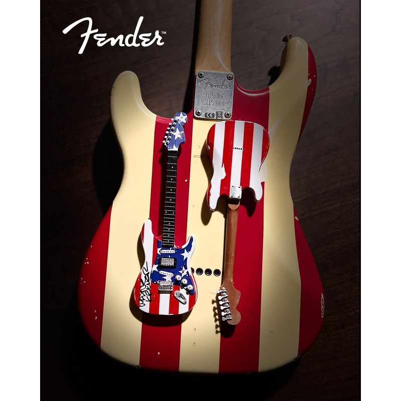 real-autographed-wayne-kramer-mini-usa-stars-n-stripes-fender-strat-guitar-replica-very-limited REAL AUTOGRAPHED - Wayne Kramer Mini "USA - Stars N' Stripes" Fender Strat Guitar Replica - VERY LIMITED!