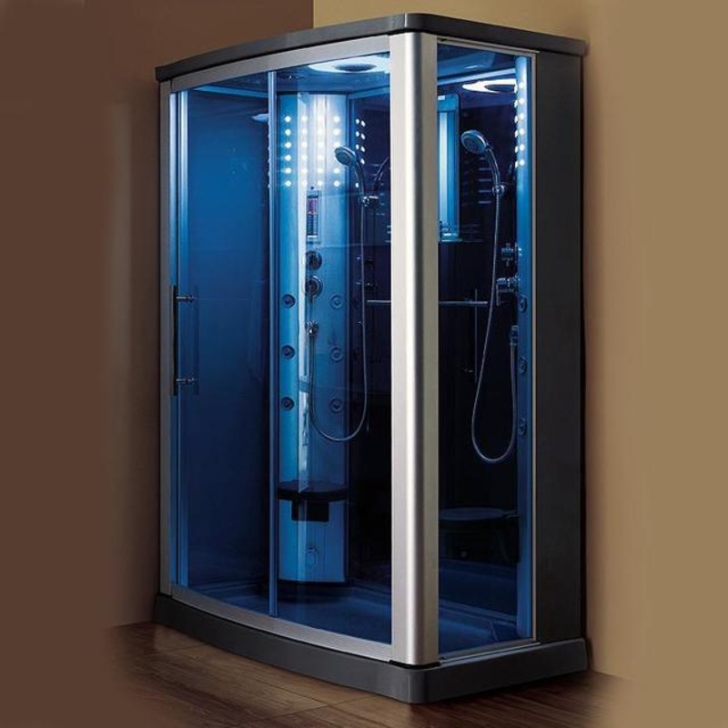 mesa-ws-803l-blue-glass-in-home-walk-in-steam-shower-54-l-x-35-w-x-85-h Mesa WS-803L-Blue Glass In-Home Walk-In Steam Shower 54"L x 35"W x 85"H